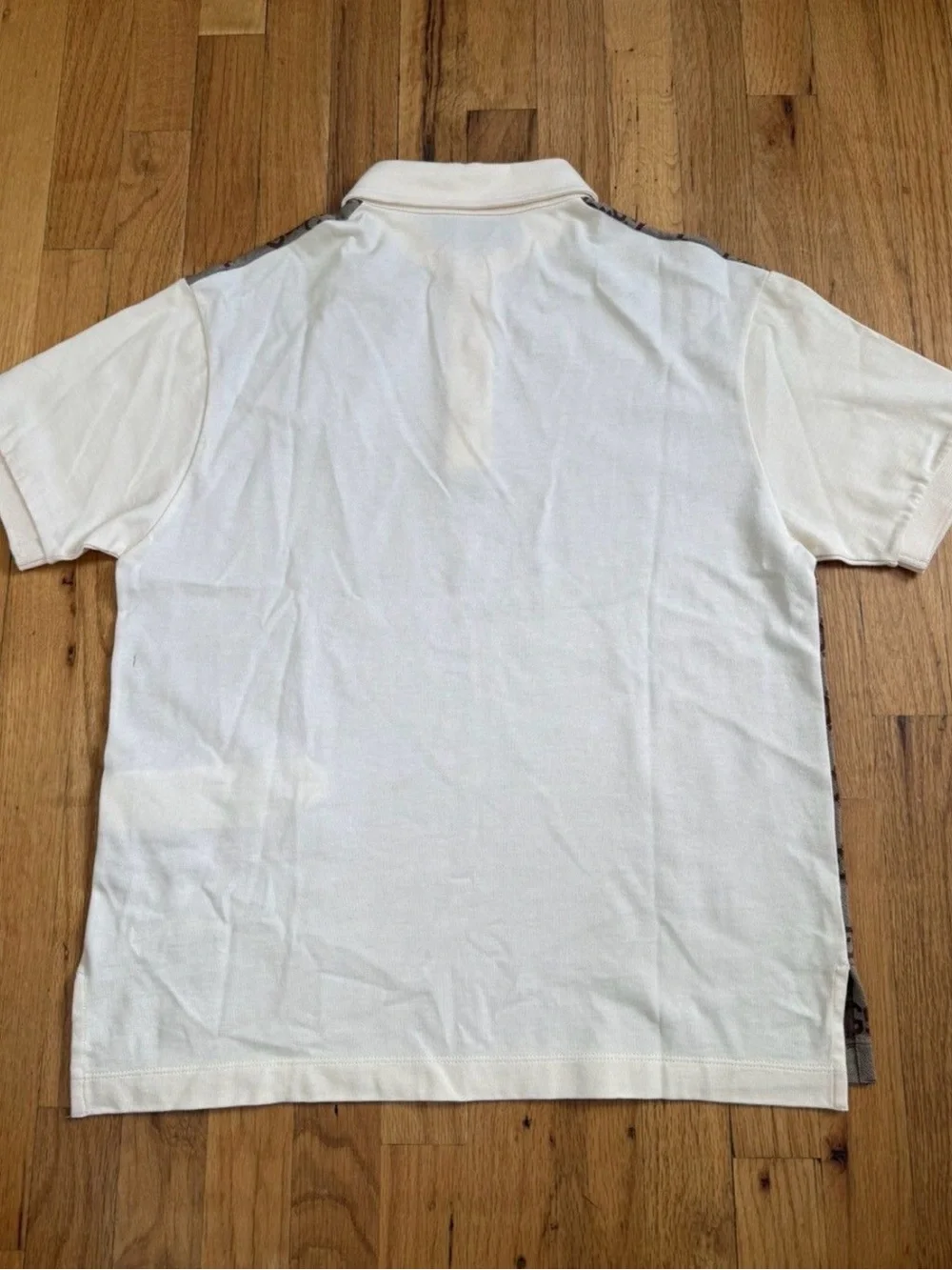 Gucci Brown GG Monogram Polo with White Sleeves